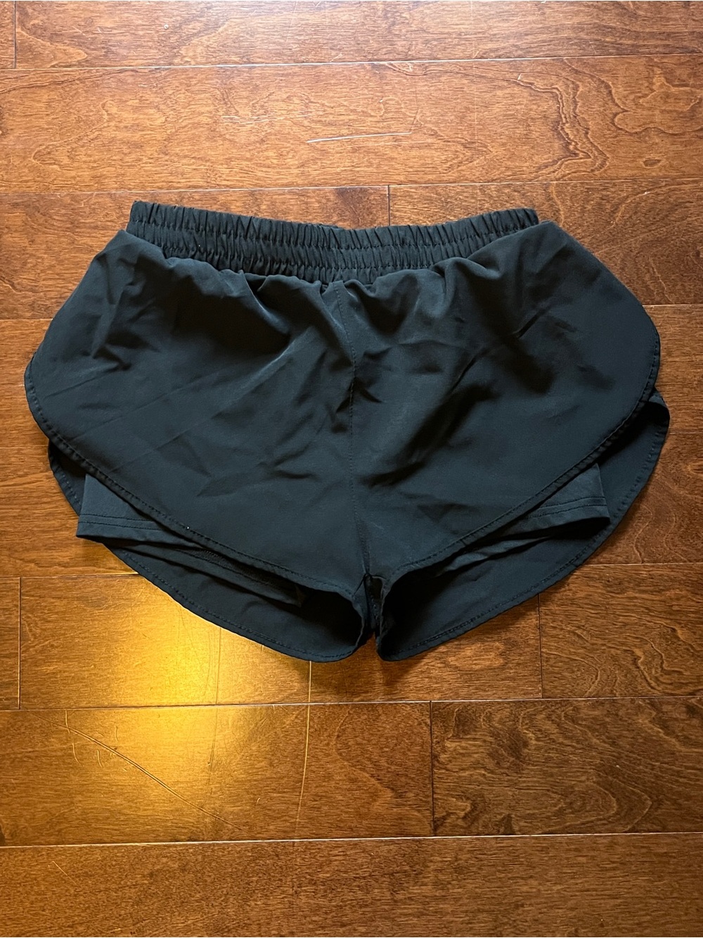 SHEIN Black Layered Running Shorts with Elastic Waist